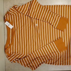 Loft Striped Boatneck Long-Sleeve Top - Mustard/White